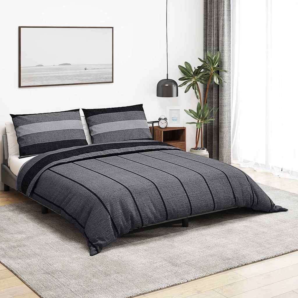 vidaXL Bed Linen Set Dark Grey 200x200 cm Cotton