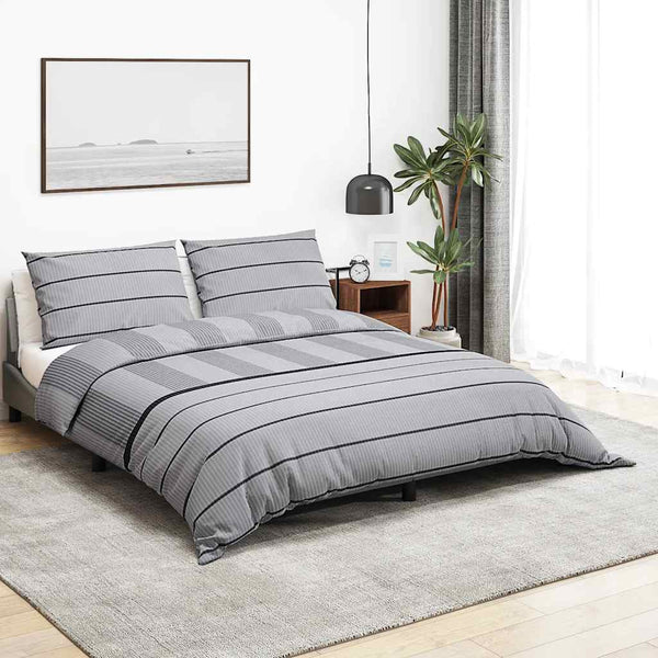 vidaXL Duvet Cover Set Grey 140x200 cm Cotton