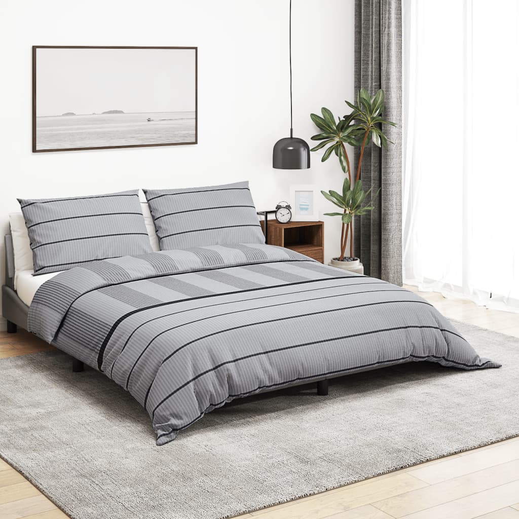 vidaXL Bed Linen Set Grey 220x240 cm Cotton