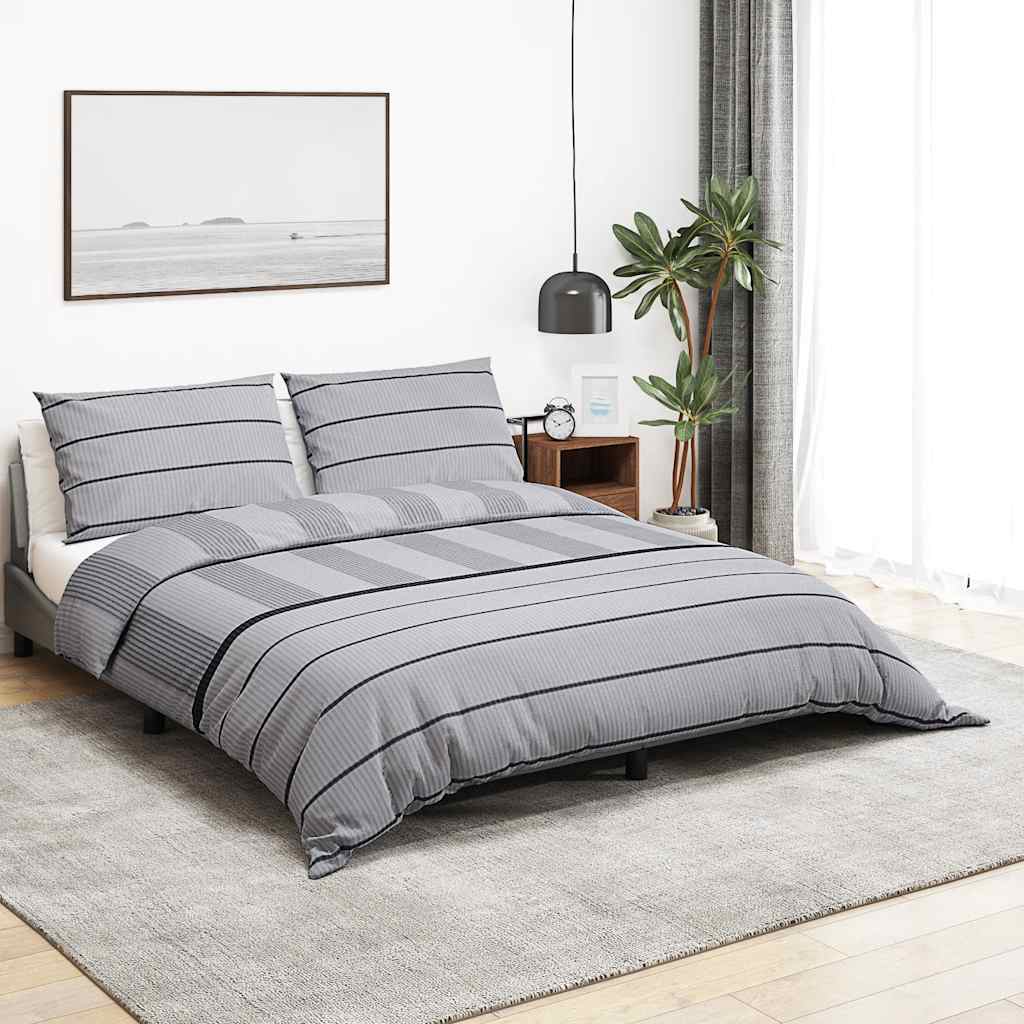 vidaXL Duvet Cover Set Grey 200x200 cm Cotton