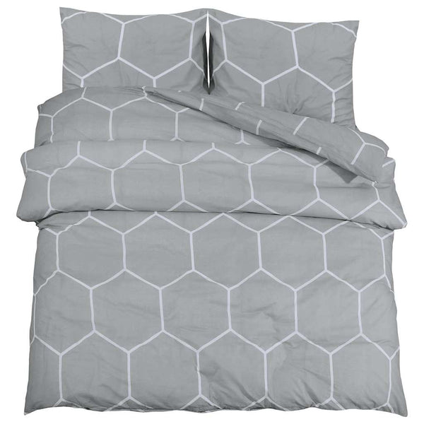 vidaXL Bedding Set Grey 155x220 cm Cotton