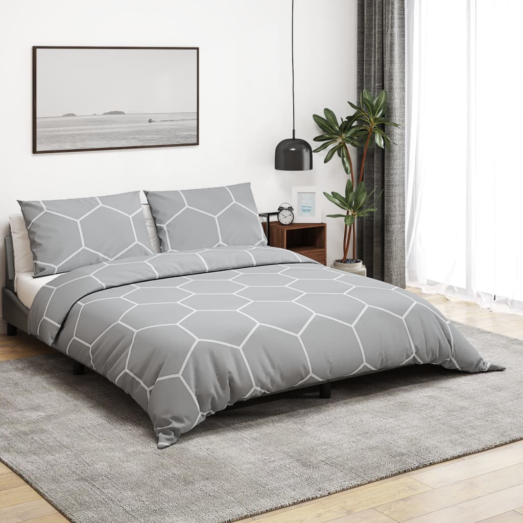 vidaXL Bedding Set Grey 155x220 cm Cotton
