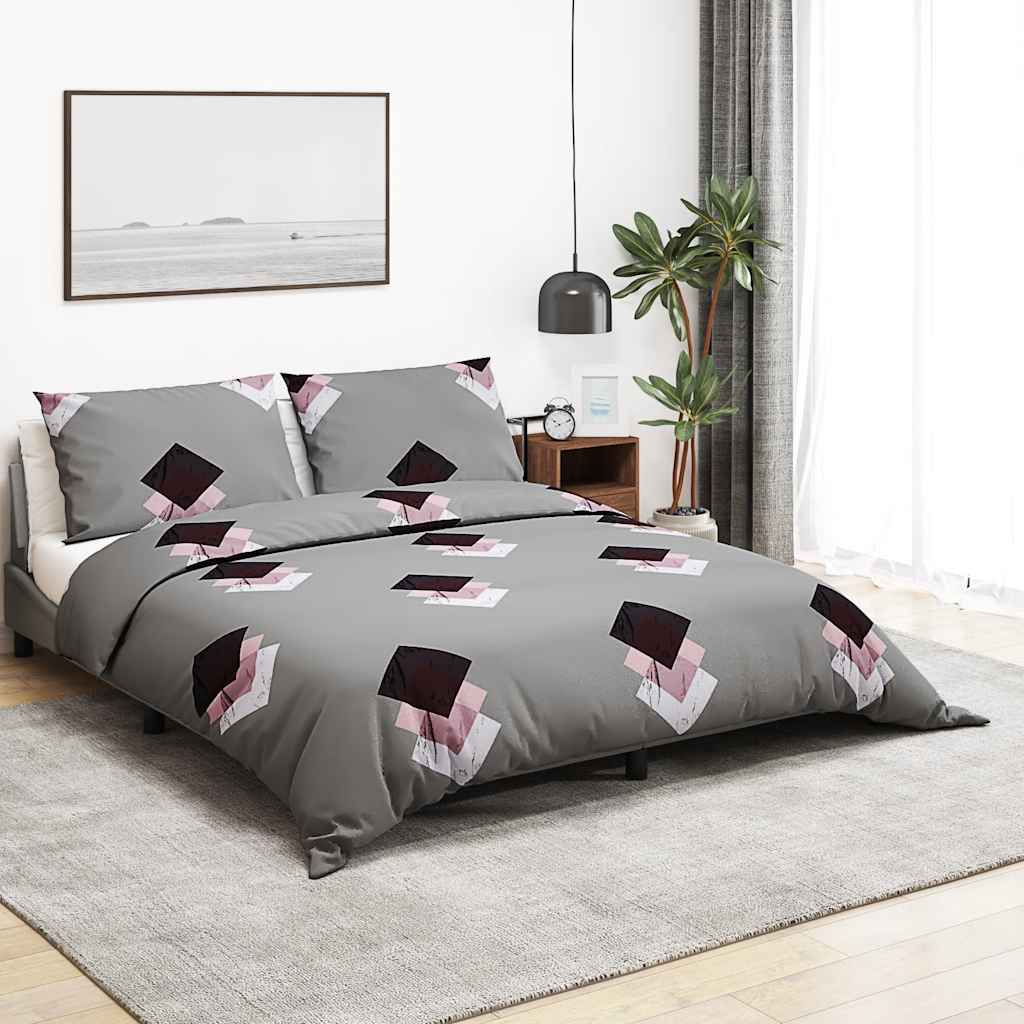 vidaXL Bed Linen Set Grey 240x220 cm Cotton
