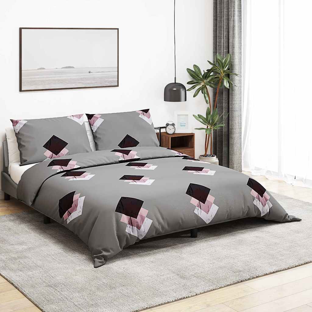 vidaXL Bed Linen Set Grey 220x240 cm Cotton