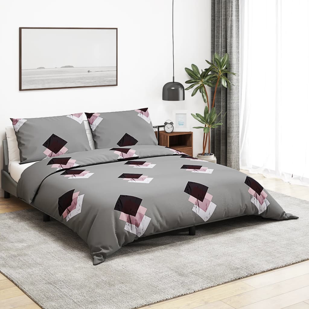 vidaXL Bedding Set Grey 135x200 cm Cotton