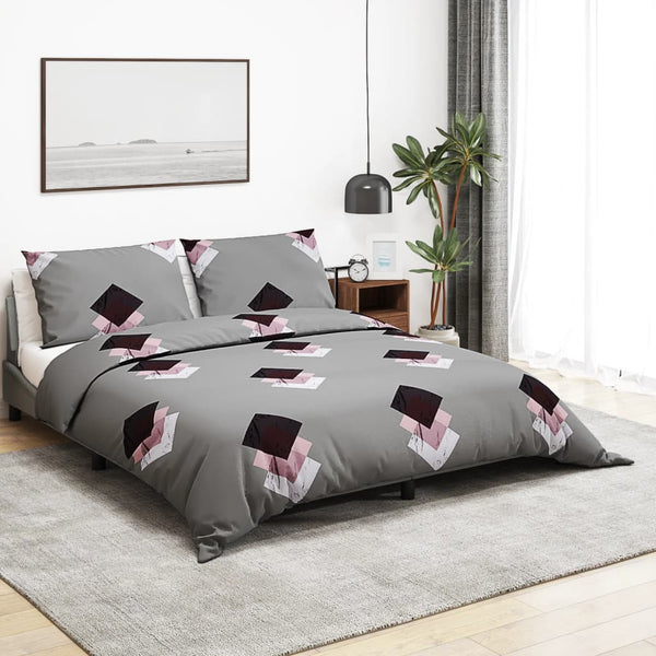 vidaXL Bedding Set Grey 135x200 cm Cotton
