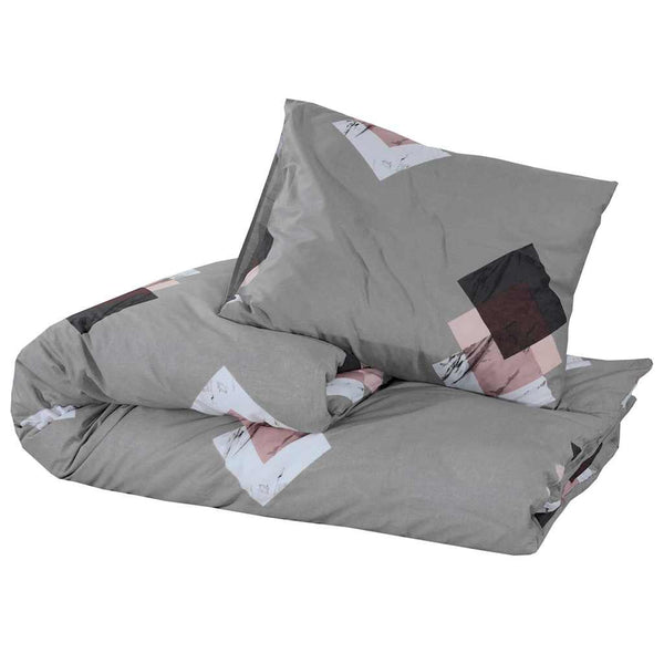 vidaXL Bedding Set Grey 155x220 cm Cotton