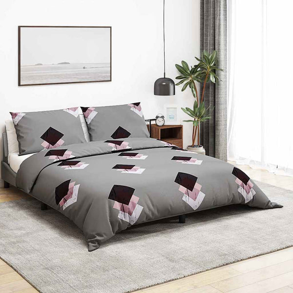 vidaXL Bedding Set Grey 155x220 cm Cotton
