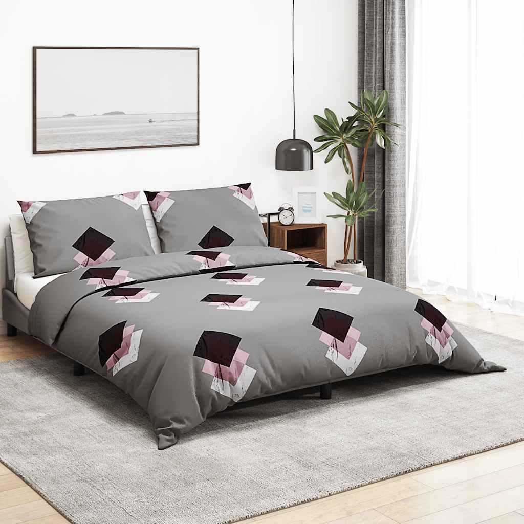 vidaXL Bedding Set Grey 200x220 cm Cotton
