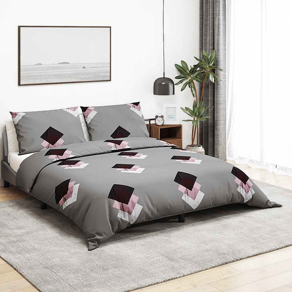 vidaXL Bedding Set Grey 225x220 cm Cotton