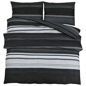 vidaXL Bed Linen Set Black and White 200x200 cm Cotton
