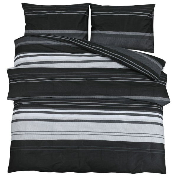 vidaXL Bed Linen Set Black and White 200x200 cm Cotton