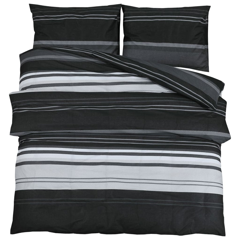 vidaXL Bed Linen Set Black and White 240x220 cm Cotton
