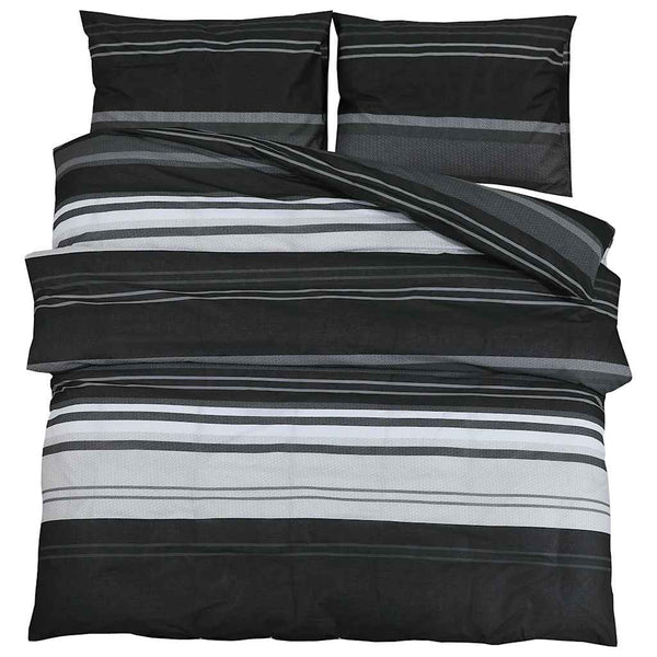 vidaXL Bed Linen Set Black and White 200x200 cm Cotton