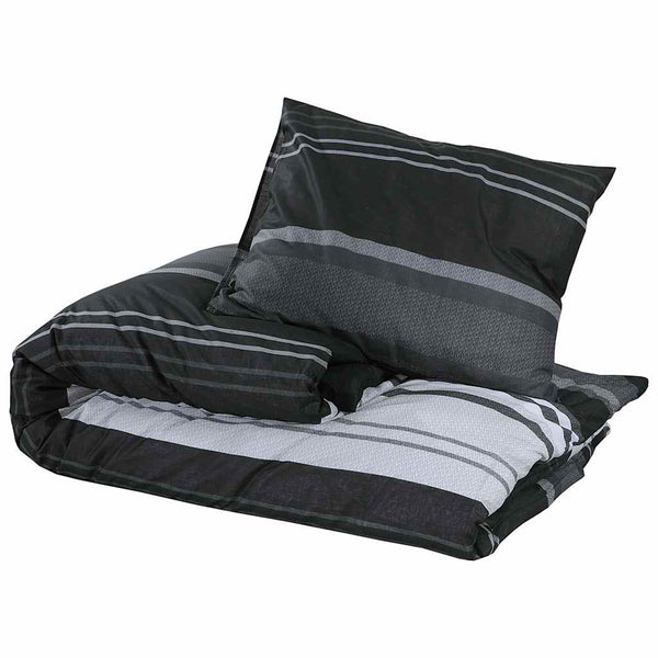 vidaXL Bed Linen Set Black and White 220x240 cm Cotton