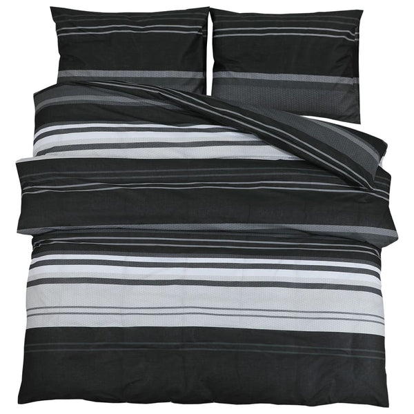 vidaXL Bed Linen Set Black and White 260x240 cm Cotton