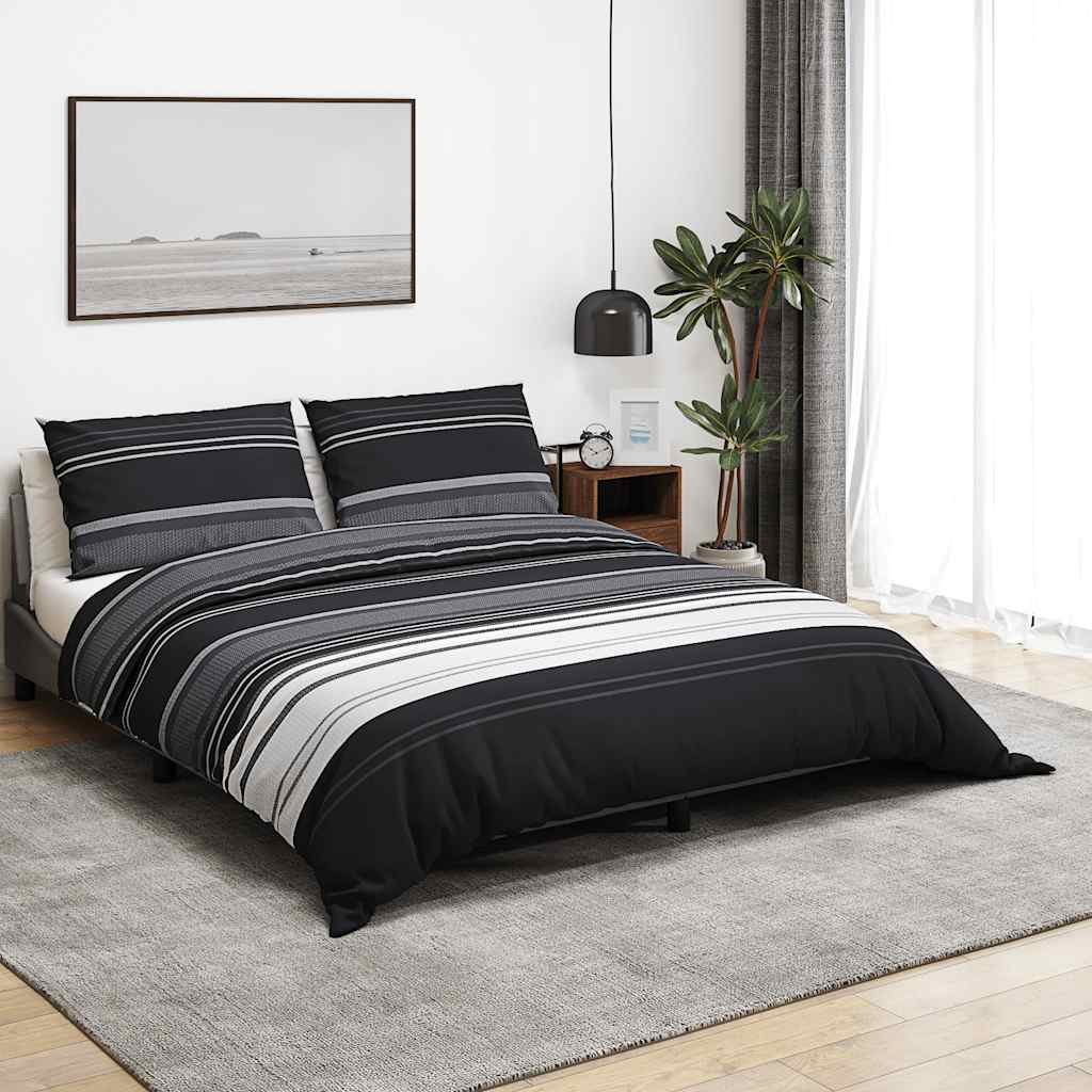vidaXL Bed Linen Set Black and White 200x200 cm Cotton