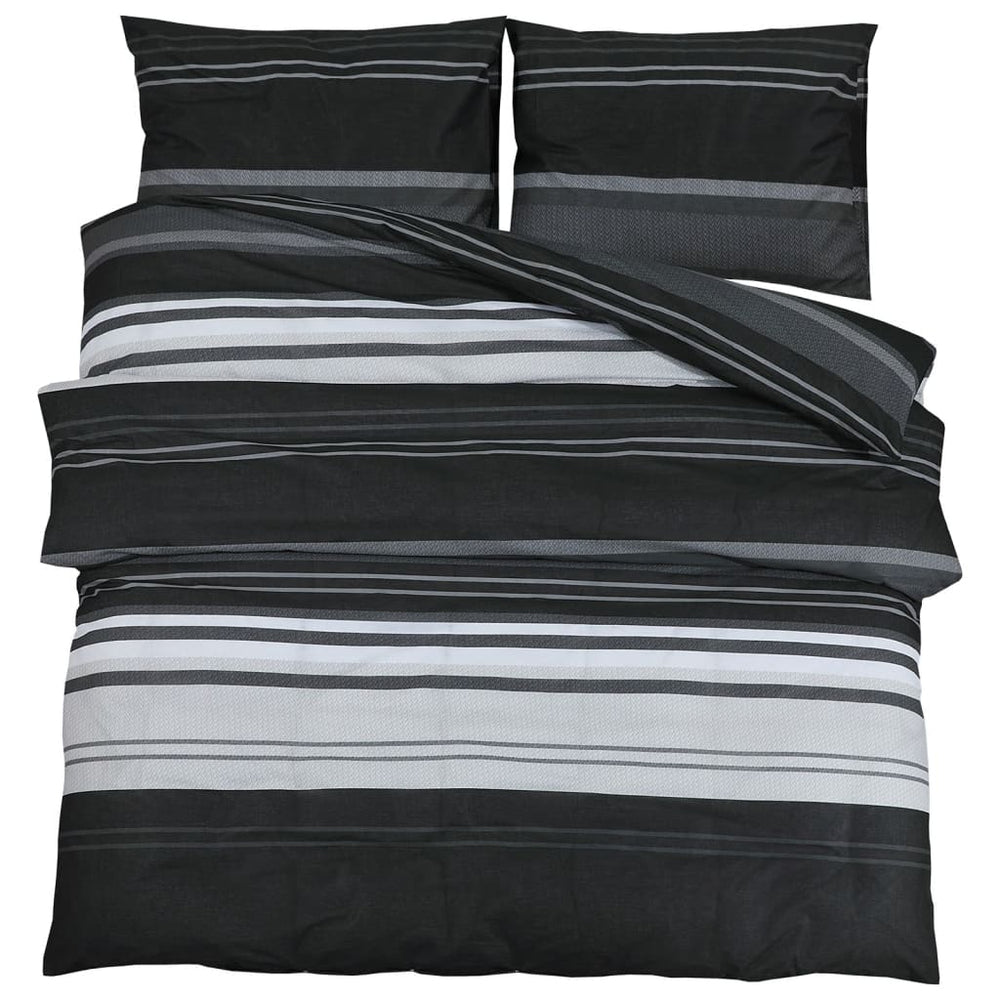 vidaXL Bedding Set Black and White 200x220 cm Cotton