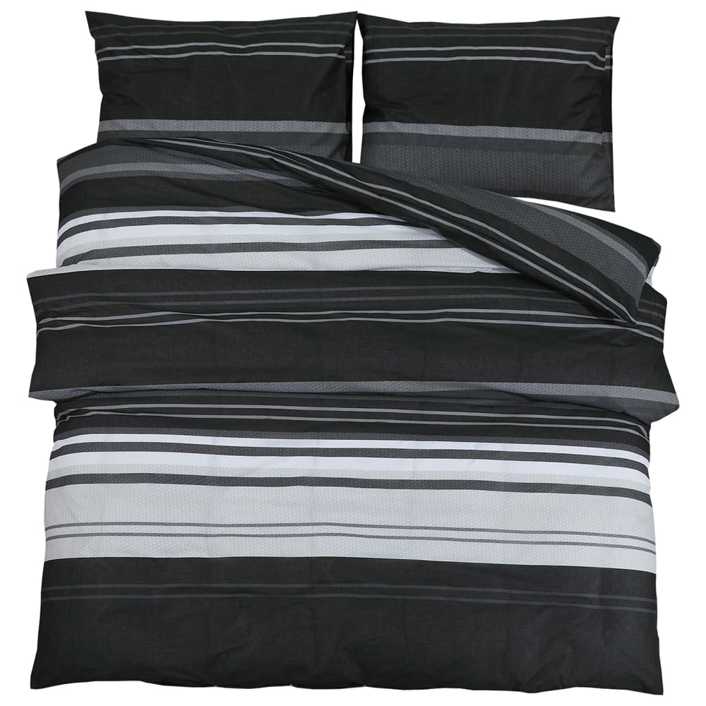 vidaXL Bed Linen Set Black and White 200x200 cm Cotton