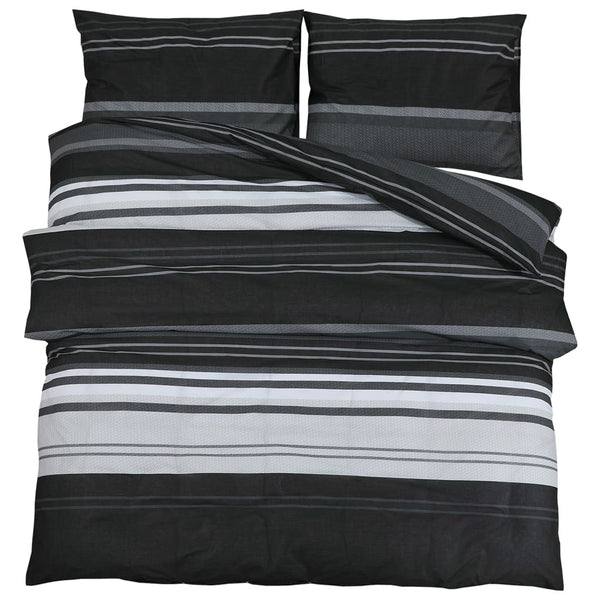 vidaXL Bed Linen Set Black and White 200x200 cm Cotton