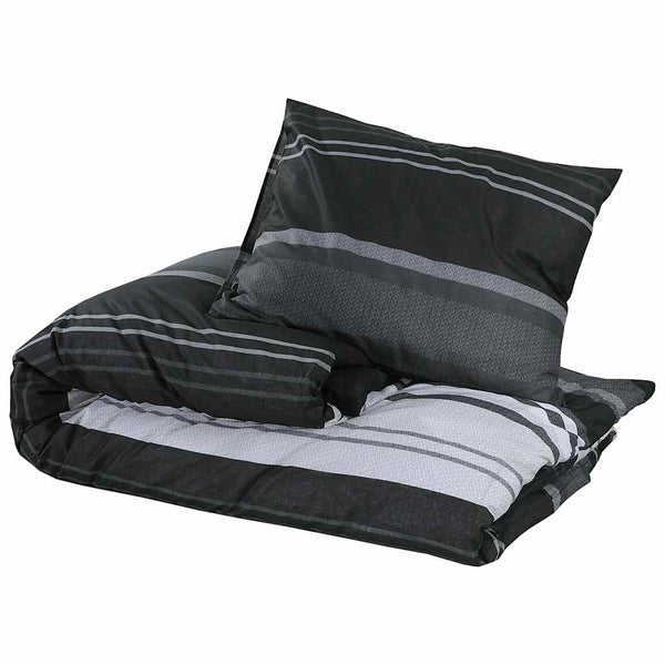 vidaXL Duvet Cover Set Black and White 225x220 cm Cotton
