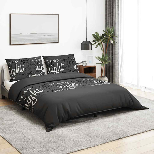 vidaXL Bed Linen Set Black 140x200 cm Cotton