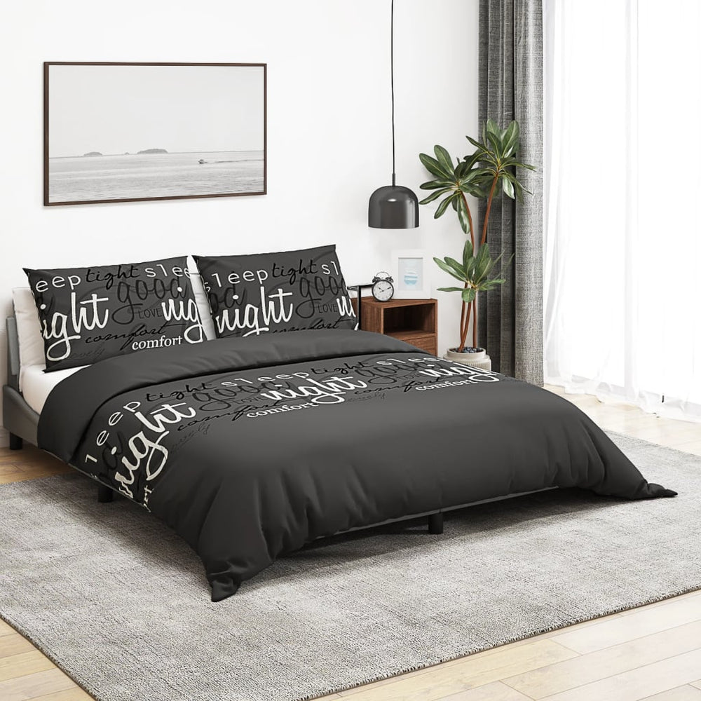 vidaXL Bedding Set Black 220x240 cm Cotton