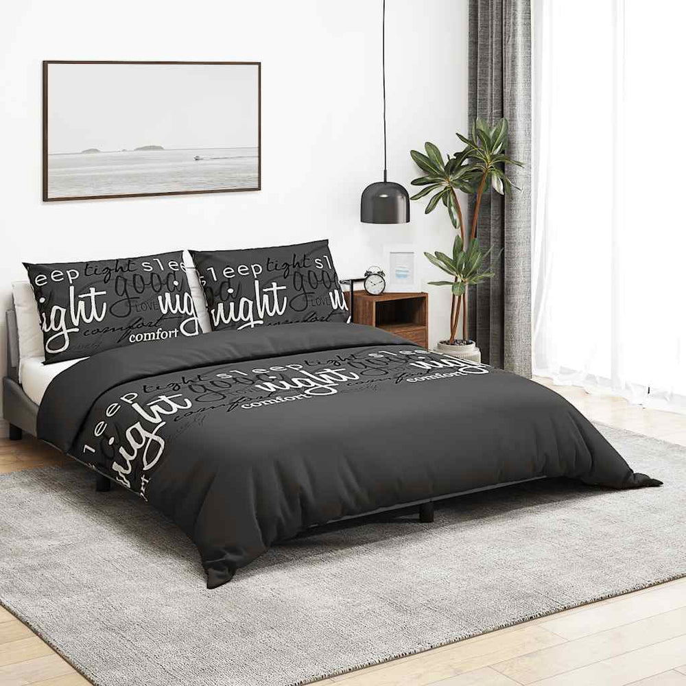 vidaXL Bed Linen Set Black 135x200 cm Cotton