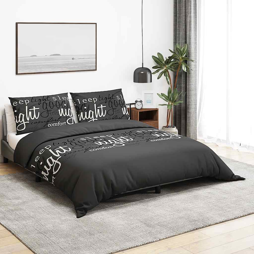 vidaXL Bedding Set Black 200x200 cm Cotton