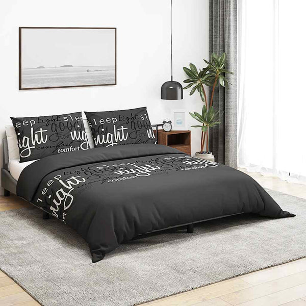 vidaXL Bed Linen Set Black 140x200 cm Cotton