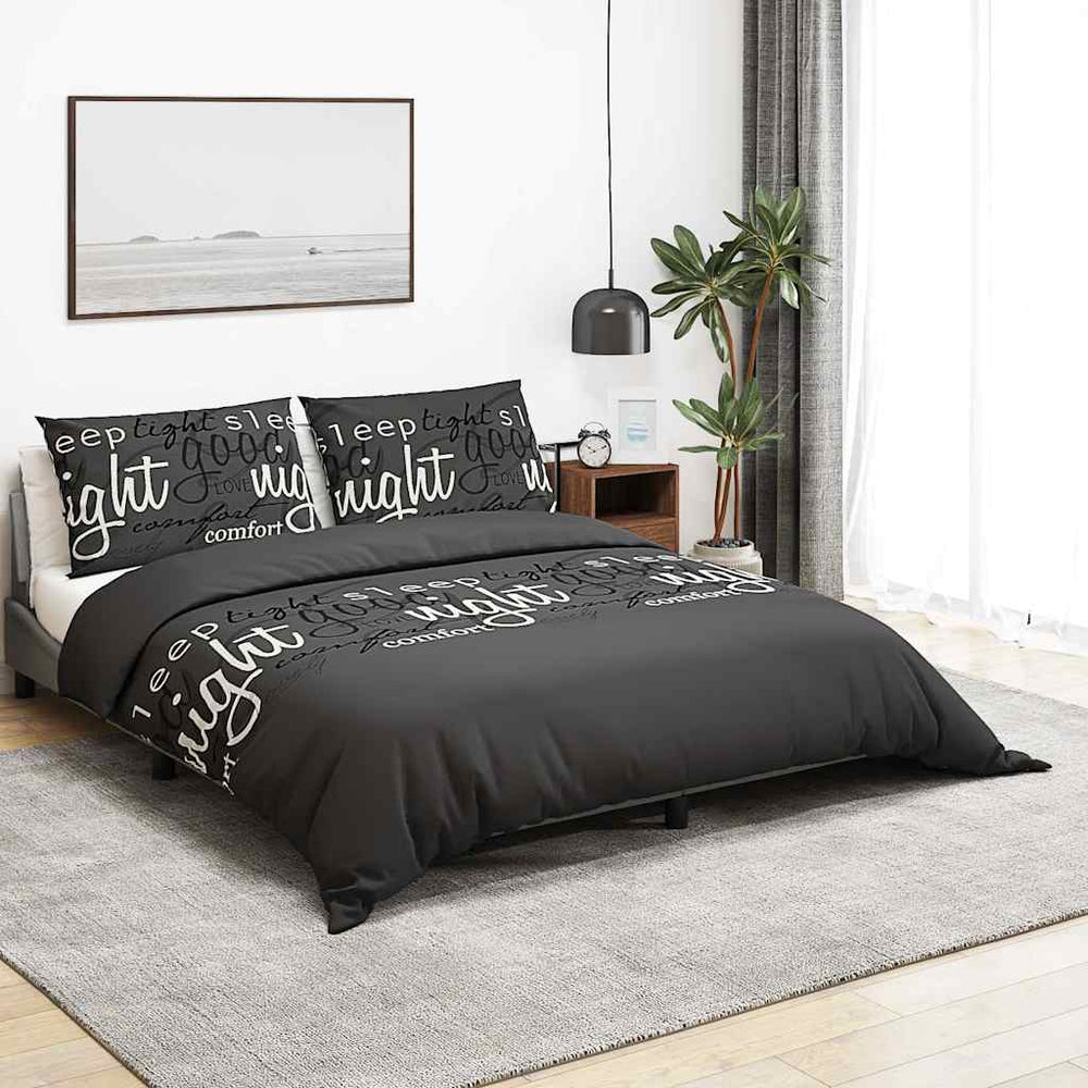 vidaXL Bedding Set Black 200x200 cm Cotton