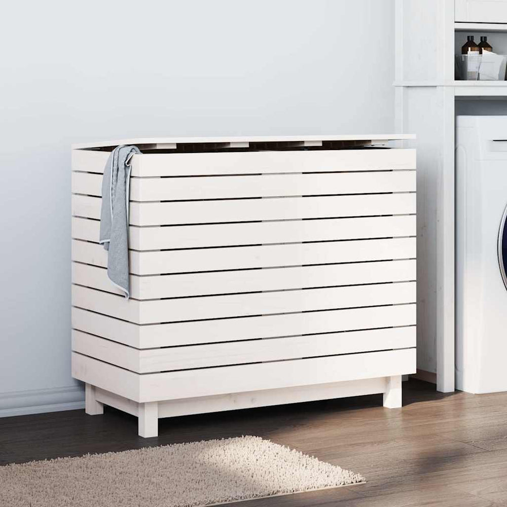 vidaXL Laundry Box White 88.5x44x76 cm Solid Pine Wood