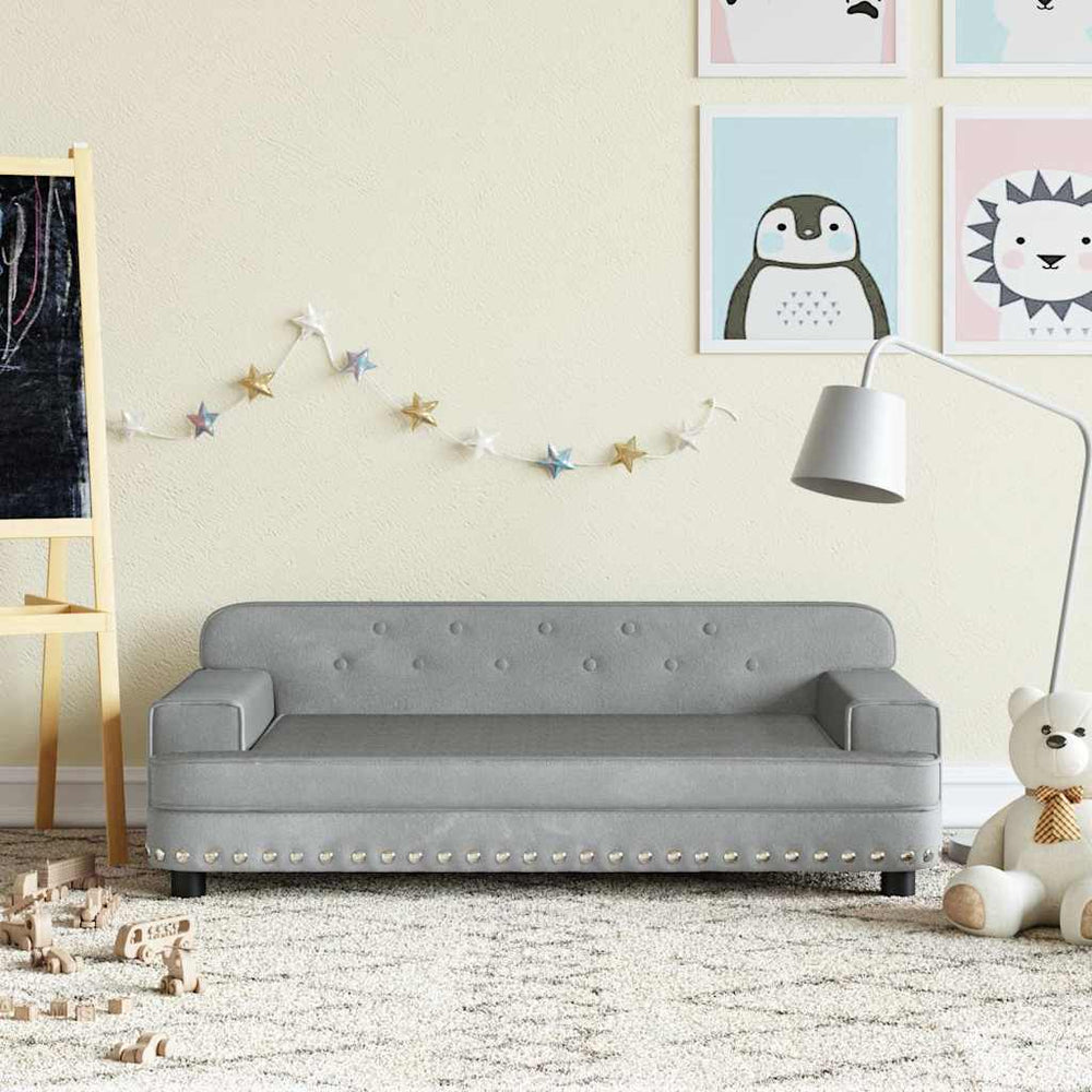 vidaXL Kids Sofa Light Gray 90x53x30 cm Velvet
