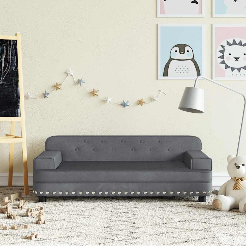 vidaXL Kids' Sofa Dark Gray 90x53x30 cm Velvet