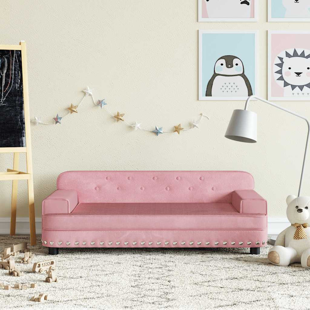 vidaXL Children's Sofa Pink 90x53x30 cm Velvet
