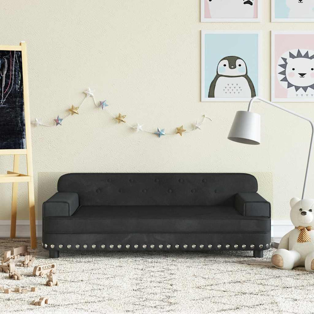 vidaXL Kids' Sofa Black 90x53x30 cm Velvet