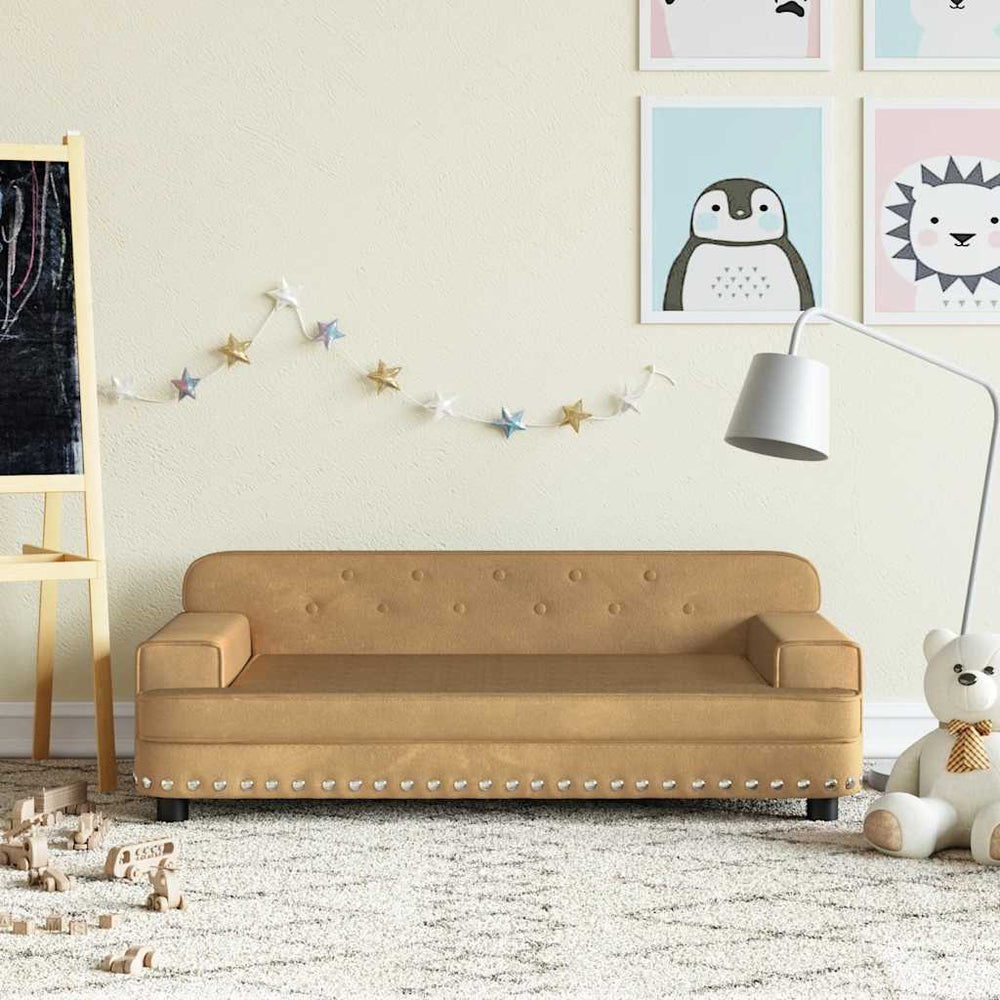 vidaXL Kids Sofa Brown 90x53x30 cm Velvet