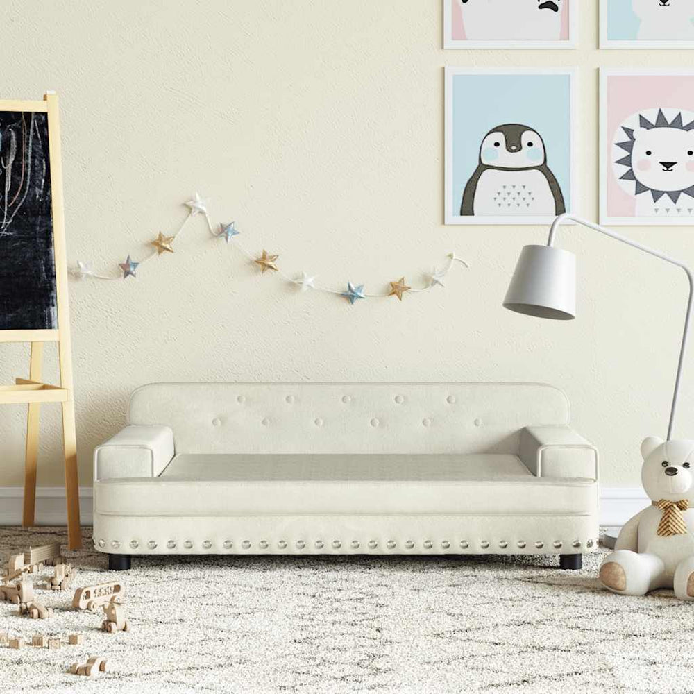 vidaXL Kids Sofa Cream 90x53x30 cm Velvet
