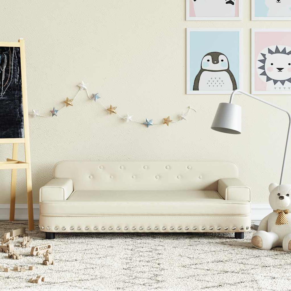 vidaXL Kids Sofa Cream 90x53x30 cm Faux Leather