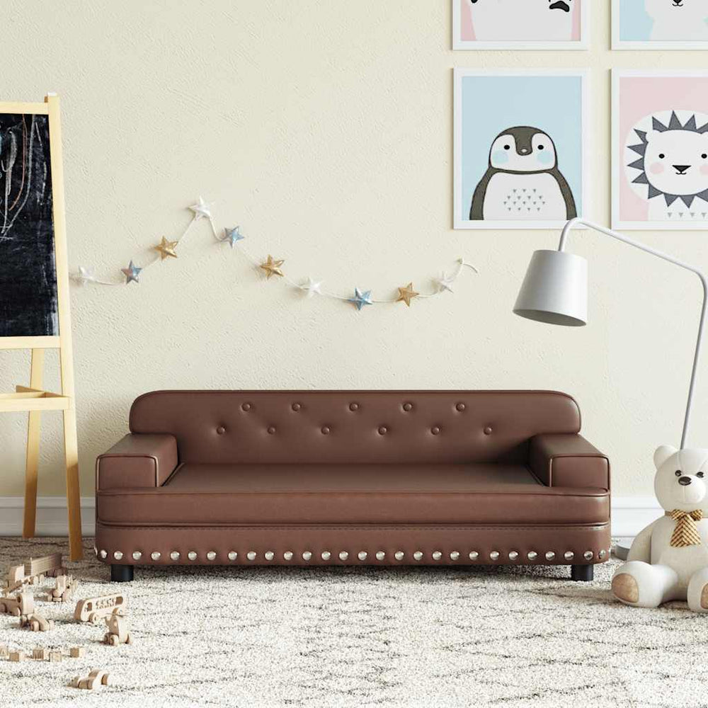 vidaXL Kids Sofa Brown 90x53x30 cm Faux Leather