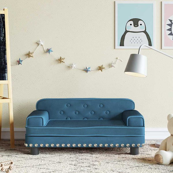 vidaXL Kids Sofa Blue 70x45x30 cm Velvet