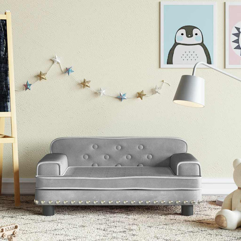 vidaXL Children's Sofa Light Gray 70x45x30 cm Velvet
