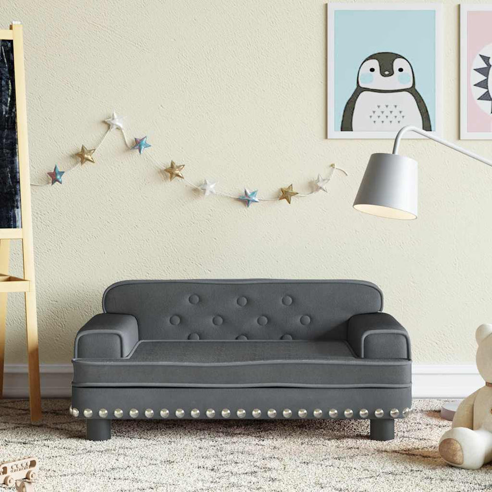 vidaXL Kids Sofa Dark Grey 70x45x30 cm Velvet