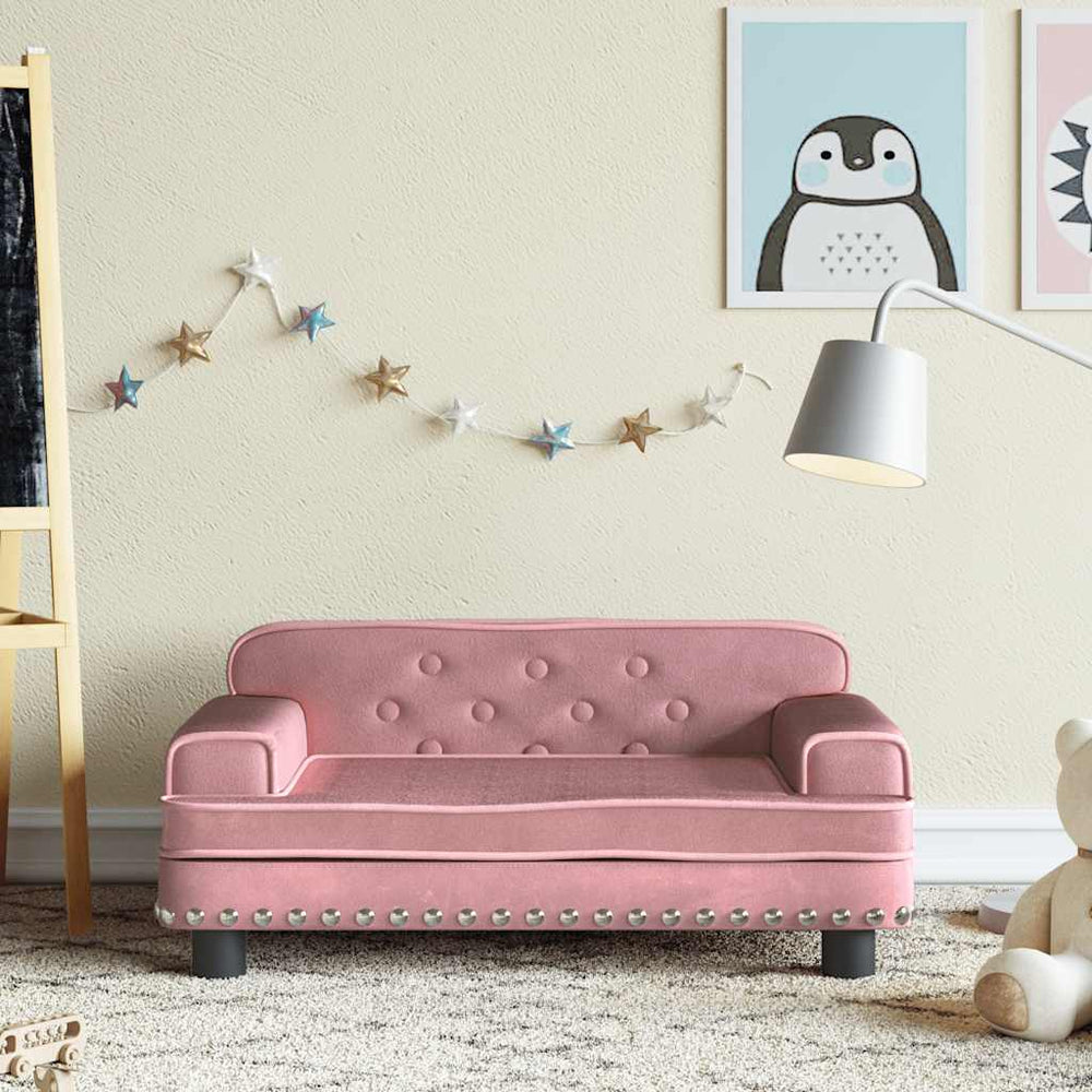 vidaXL Kids Sofa Pink 70x45x30 cm Velvet
