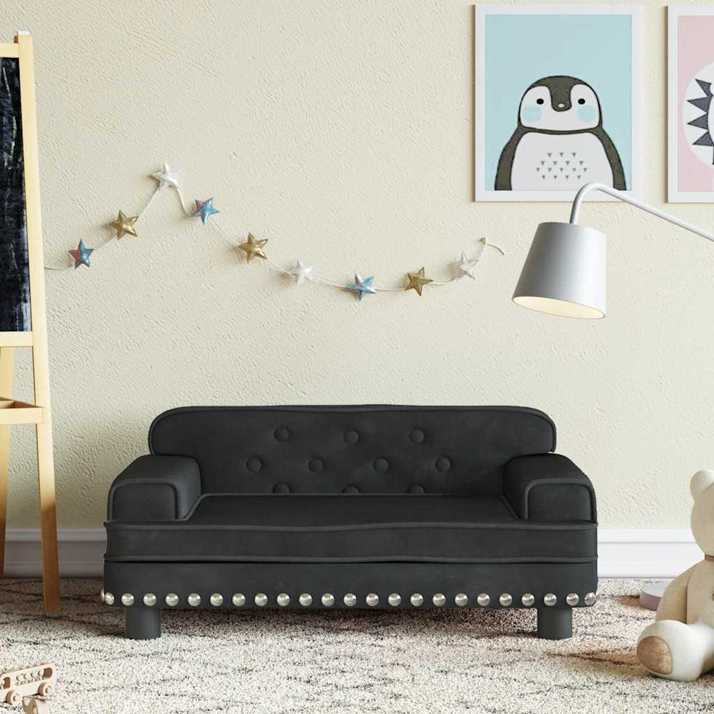 vidaXL Kids' Sofa Black 70x45x30 cm Velvet