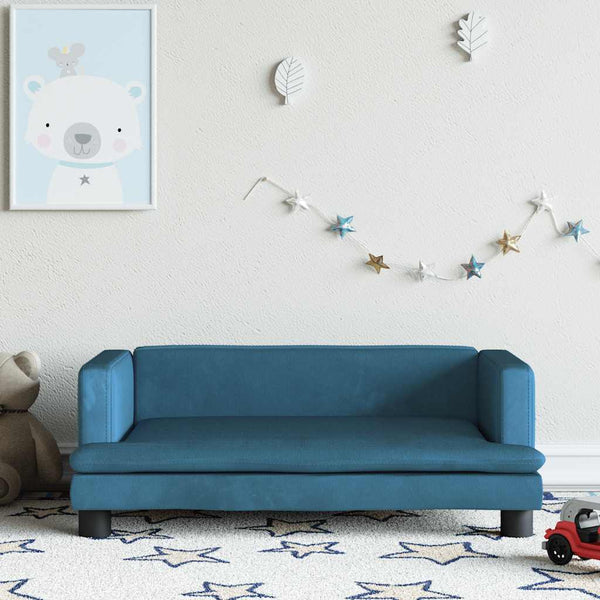 vidaXL Kids Sofa Blue 80x45x30 cm Velvet