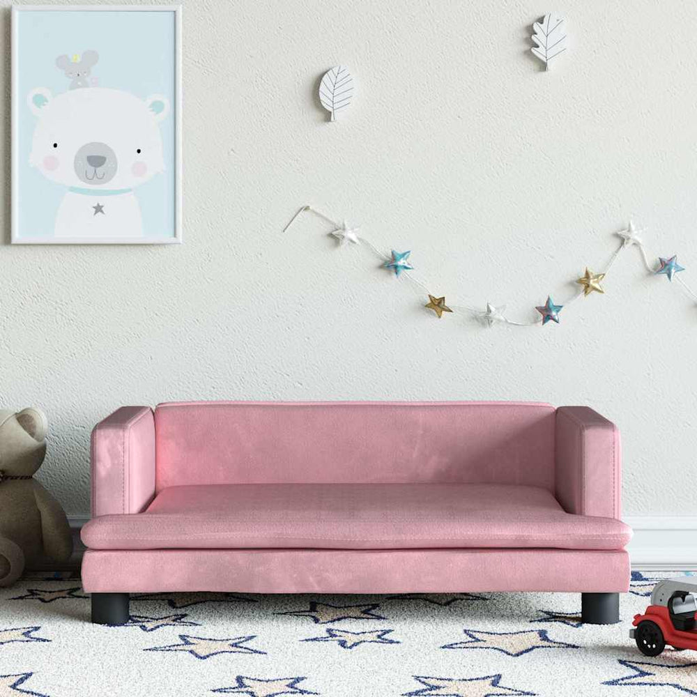 vidaXL Kids Sofa Pink 80x45x30 cm Velvet