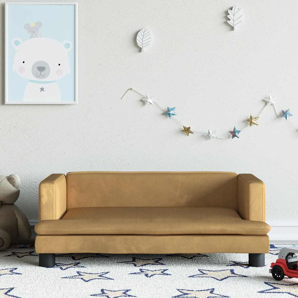vidaXL Kids Sofa Brown 80x45x30 cm Velvet