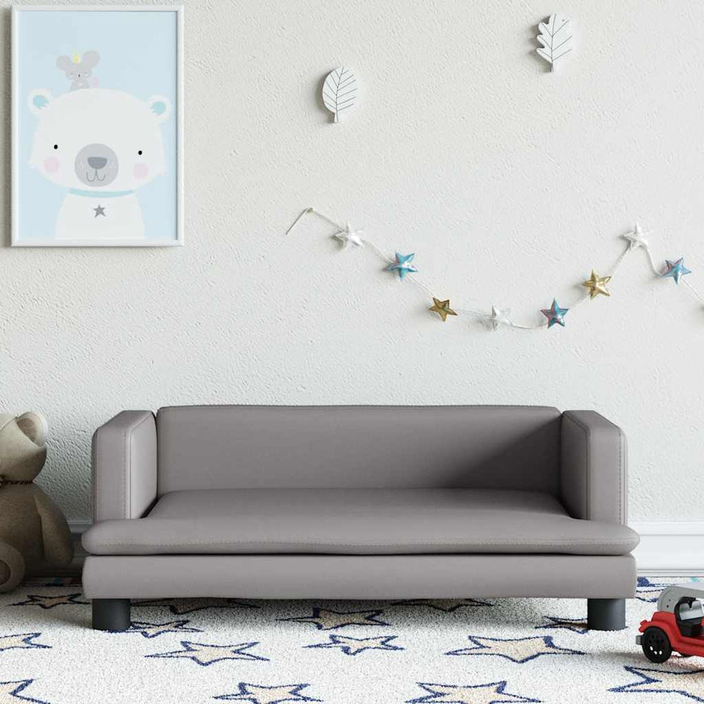 vidaXL Kids' Sofa Grey 80x45x30 cm Faux Leather