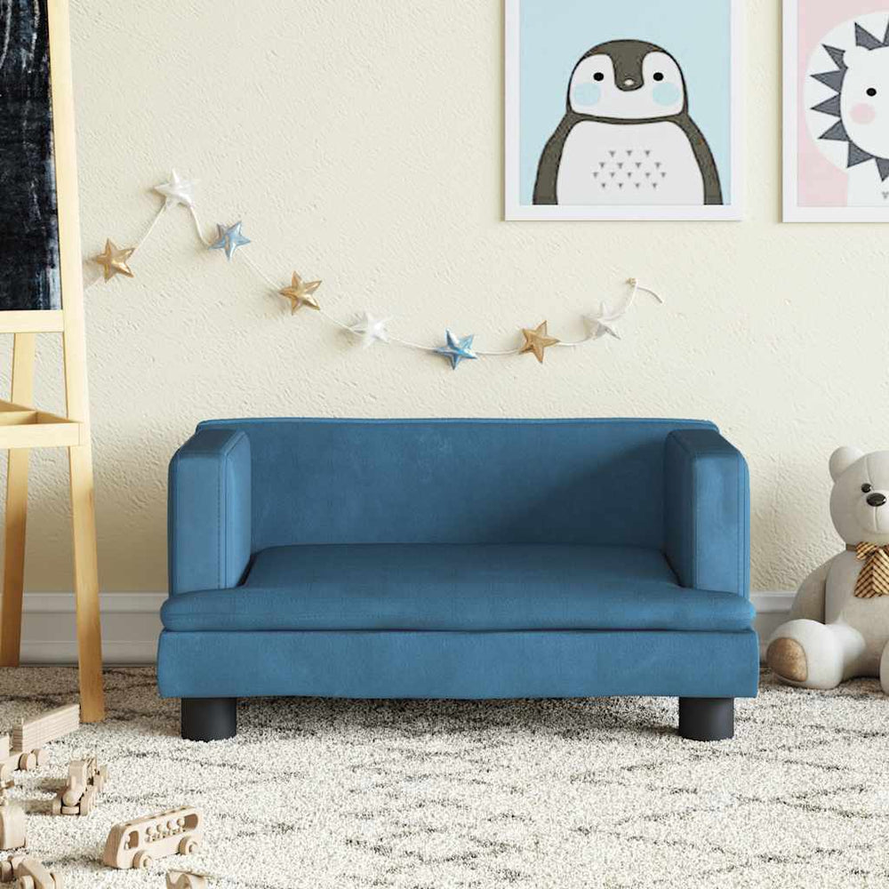 vidaXL Kids Sofa Blue 60x40x30 cm Velvet